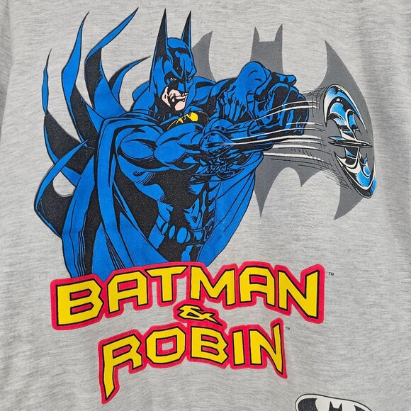 VTG Batman & Robin Graphic T-Shirt Youth XL DC Comics 1997 Gray Grunge - Picture 5 of 7
